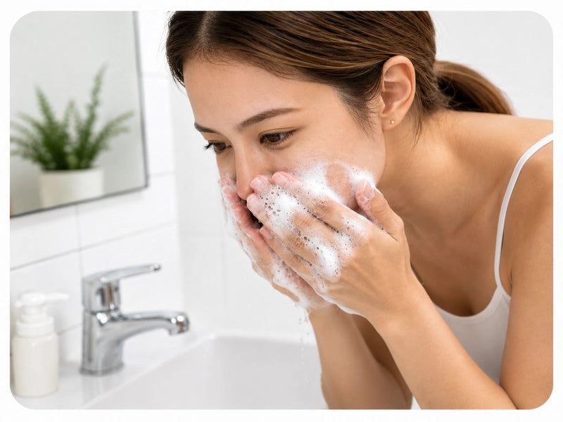 Cleansing the face before a Sculptique session